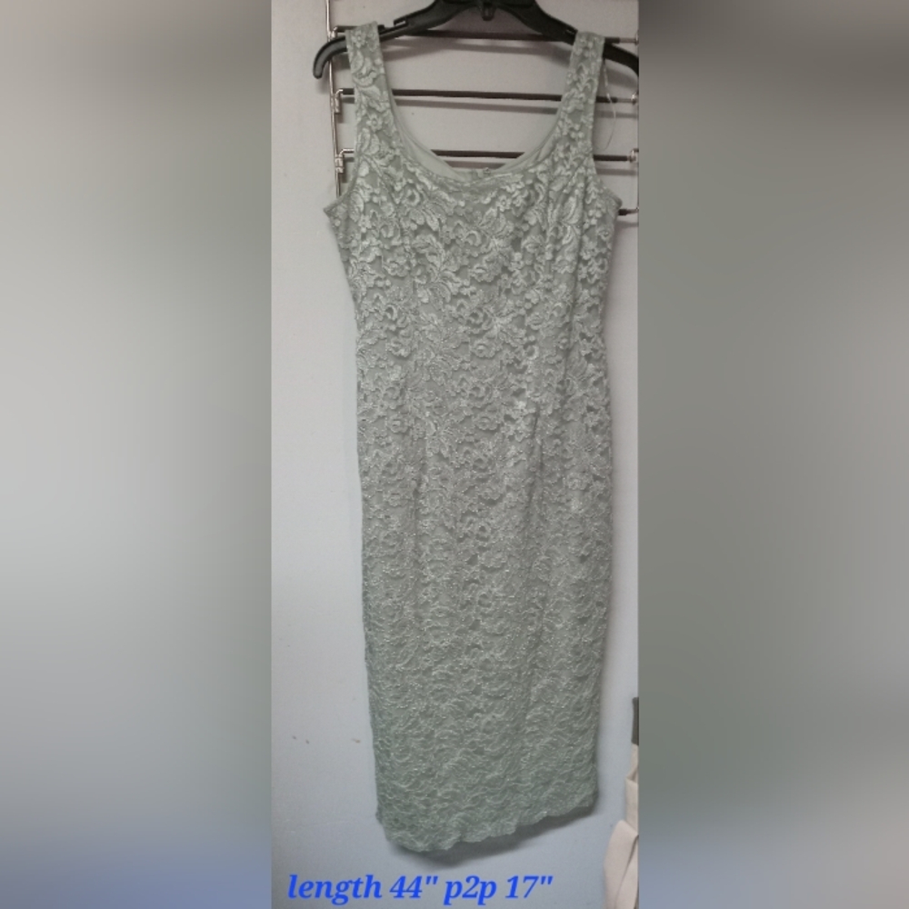 Alex Evenings Lace Midi Dress in Soft Green
